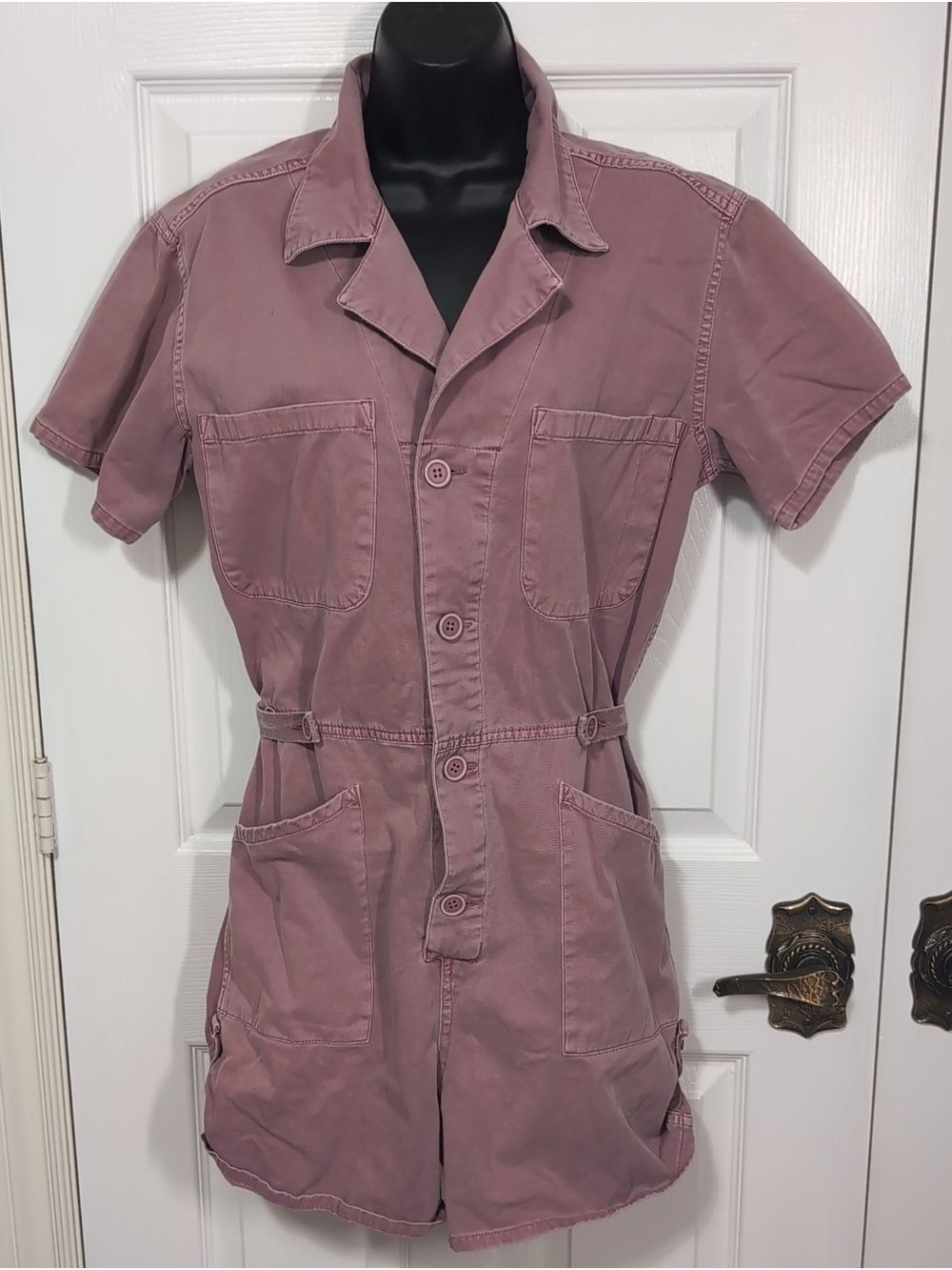 Pistola Parker Short Sleeve Utility Romper Pink Size Medium